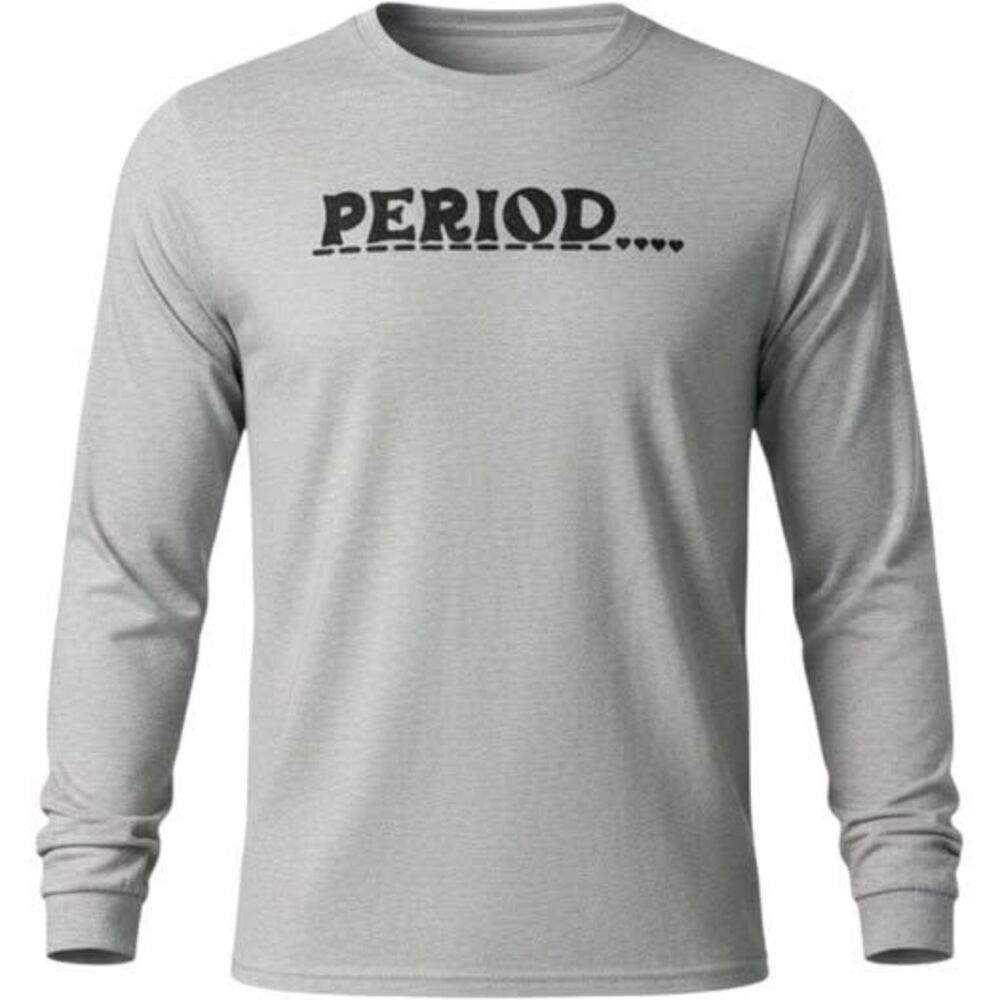 Gildan Ultra Cotton Adult/Mens Large Gray "PERIOD." Graphic Long Sleeve T-Shirt